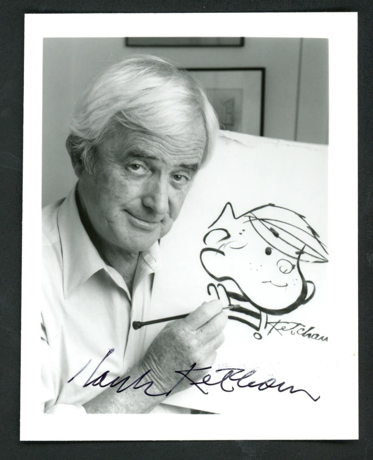 PSA DNA Hank Ketcham SIGNED “DENNIS THE MENACE” Creator/Animator  3x5 B&W Photo