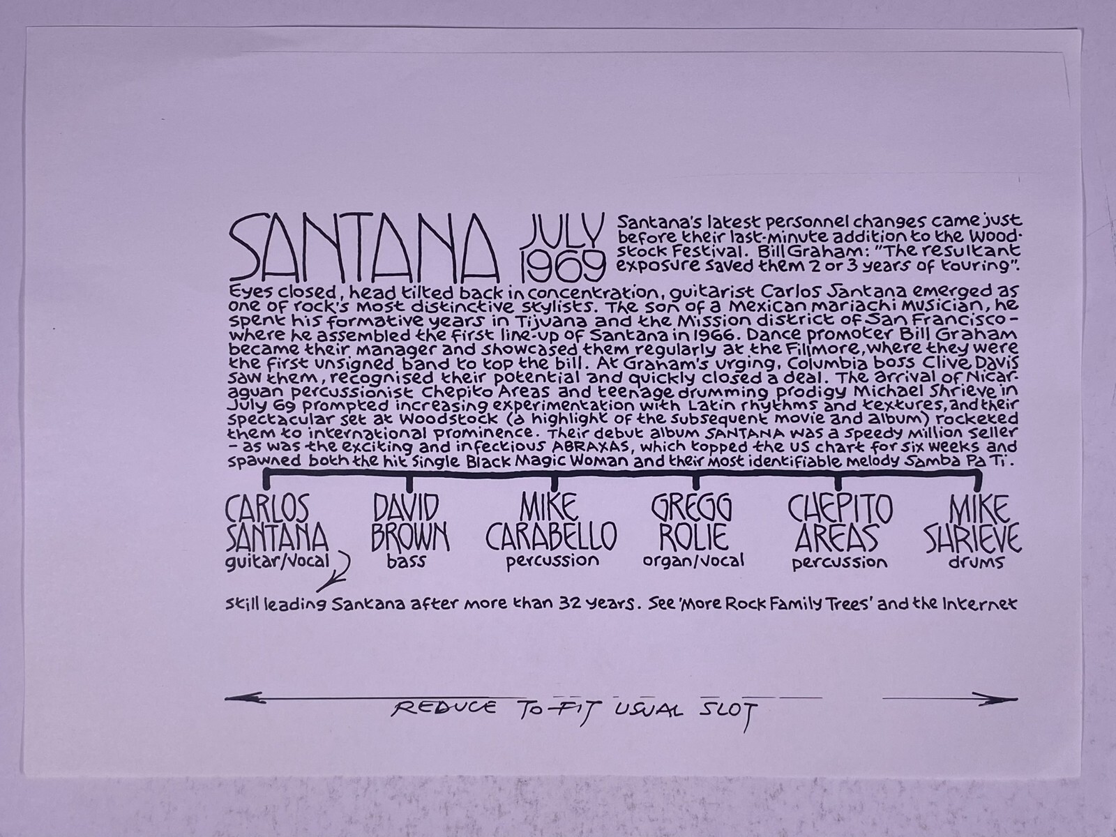 Santana July 1969 Pete Frame Rock Family Tree Twig From The Archive