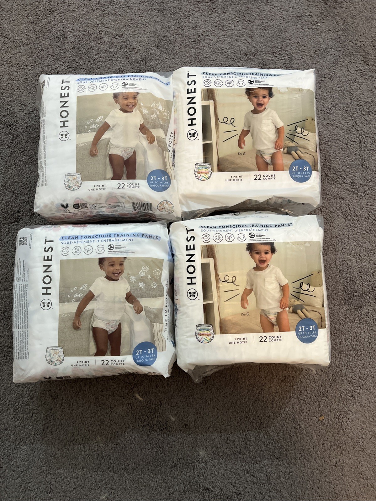 The Honest Company Training Pants Size 2T-3T Bundle. 4 Packs! 88 Total