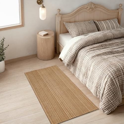 2' x 4' Entryway Rug, Boho Small Area Rug, Machine Washable, Woven Rug, Non 