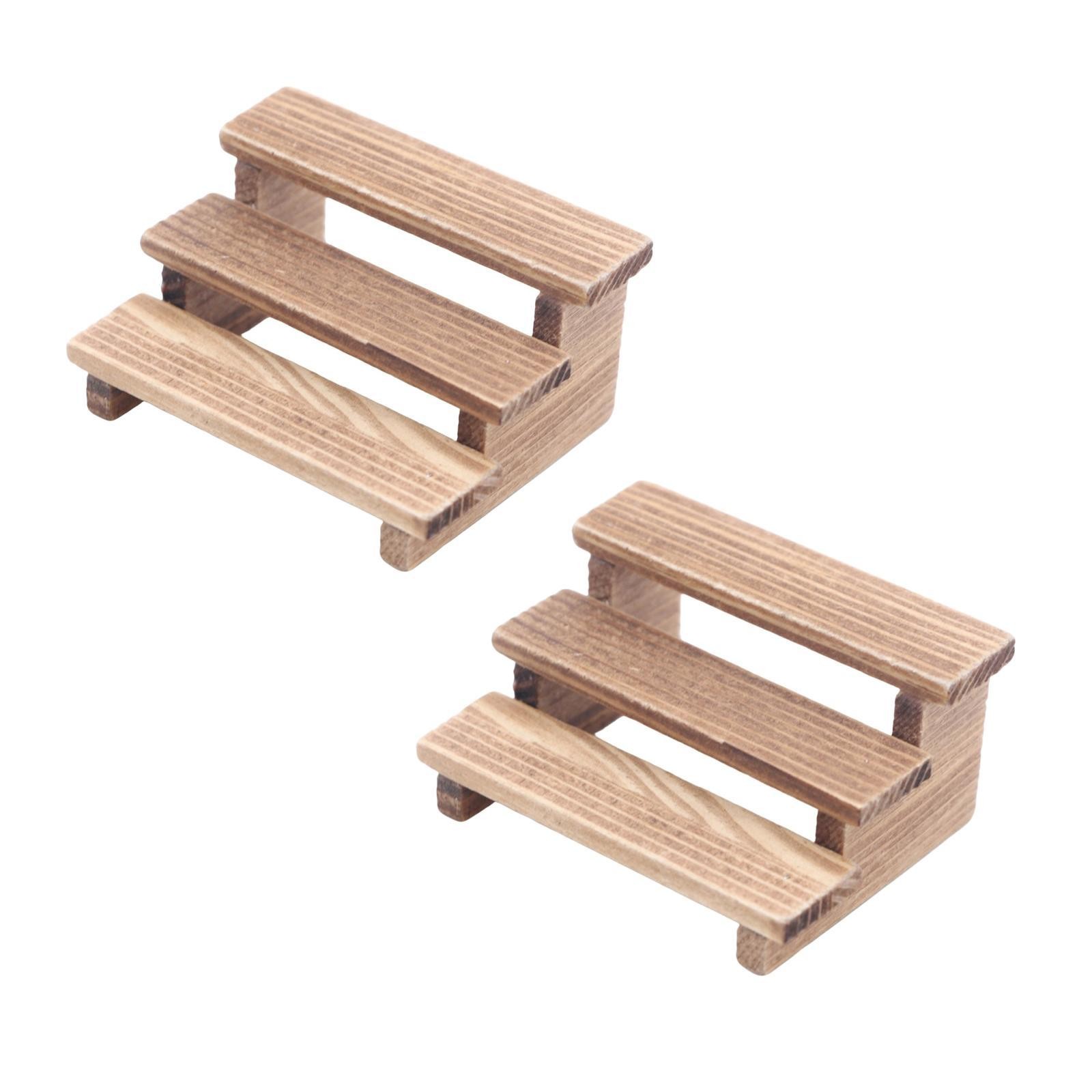 2 Pieces 1:12 Flower Rack Set Balcony Scene Wooden Miniature Scene Models