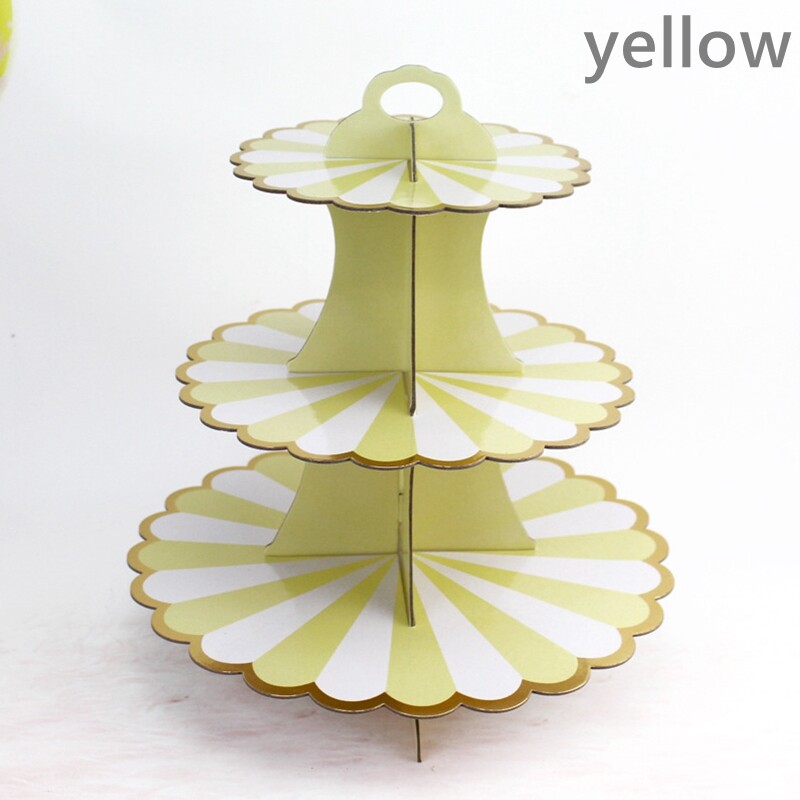 1 Set 3-Layer Round Cardboard Cupcake Desserts Stands Display Wedding Decor Arts