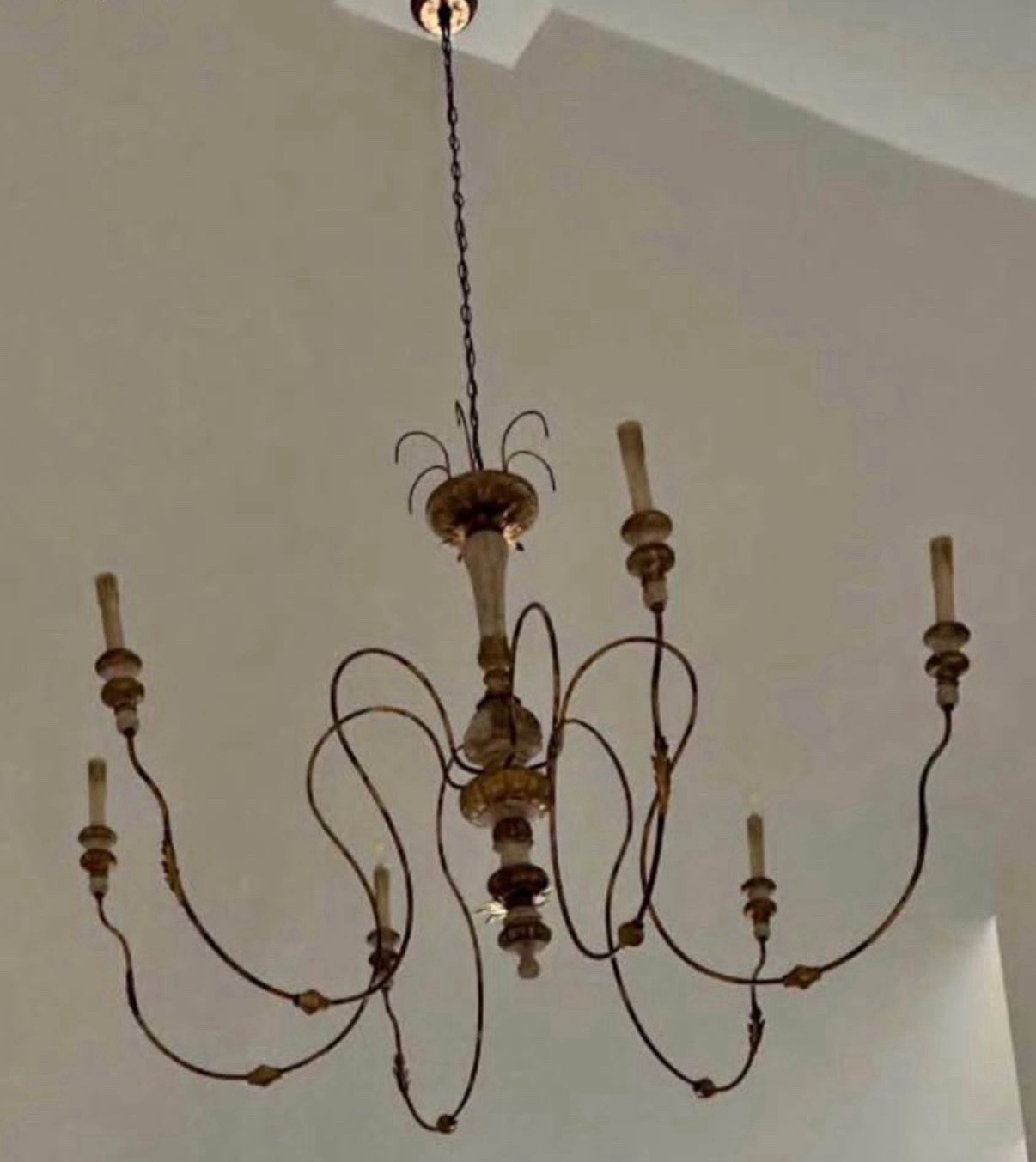 64” PALACE SCALE Antique French Chandelier  - Metal & Wood