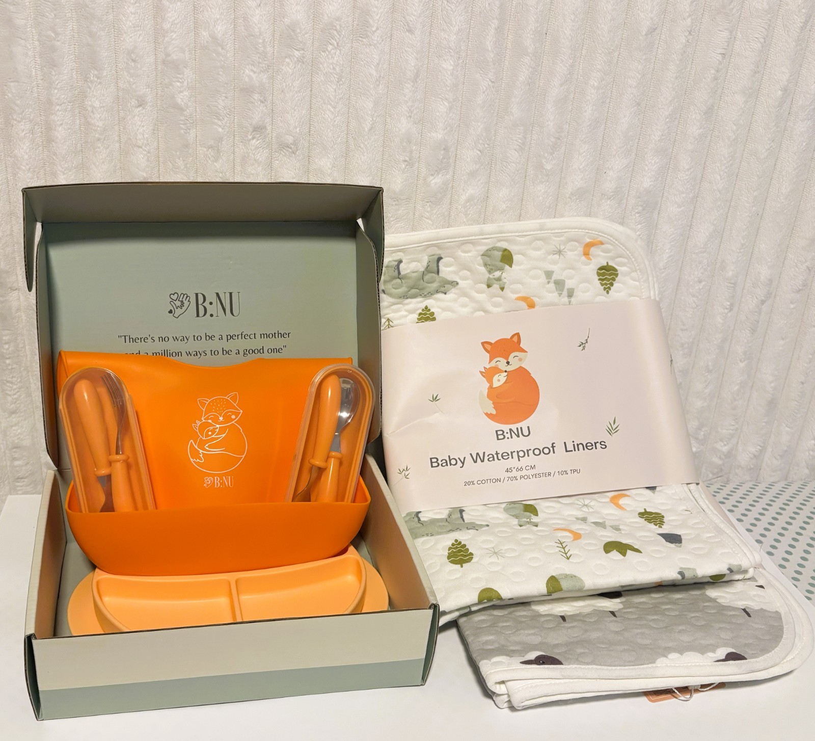 Silicone Plate Gift Set for Baby Feeding with Waterproof Liner Orange +4 colors