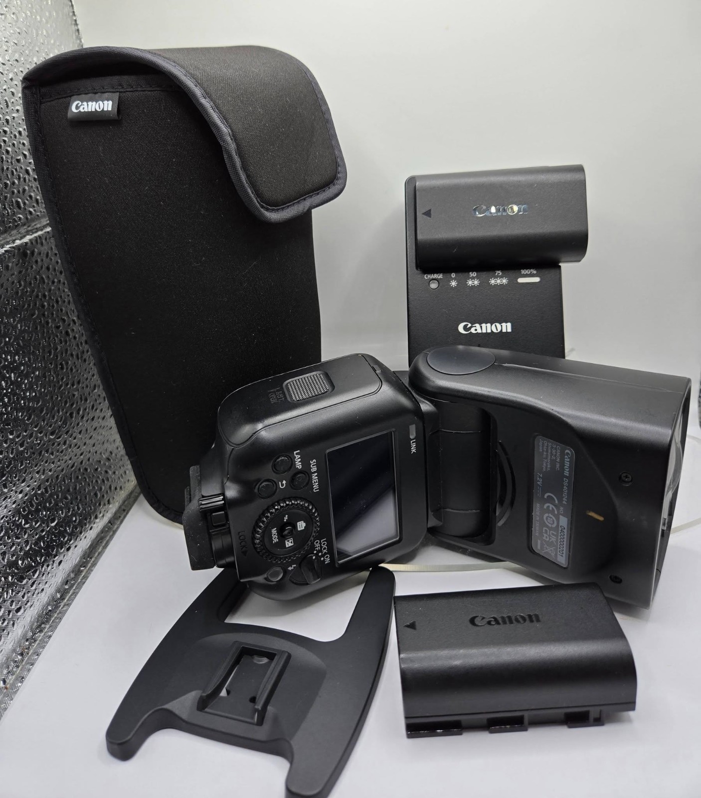 Canon Speedlite EL-5 Flash + 2 Batteries, Charger, stand, soft case (#1)