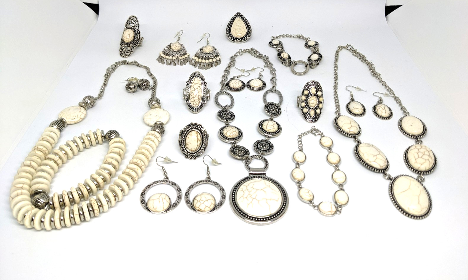 New! Paparazzi Beachy Nautical Cream Stone Rings/Necklaces/Bracelets Combo Lot