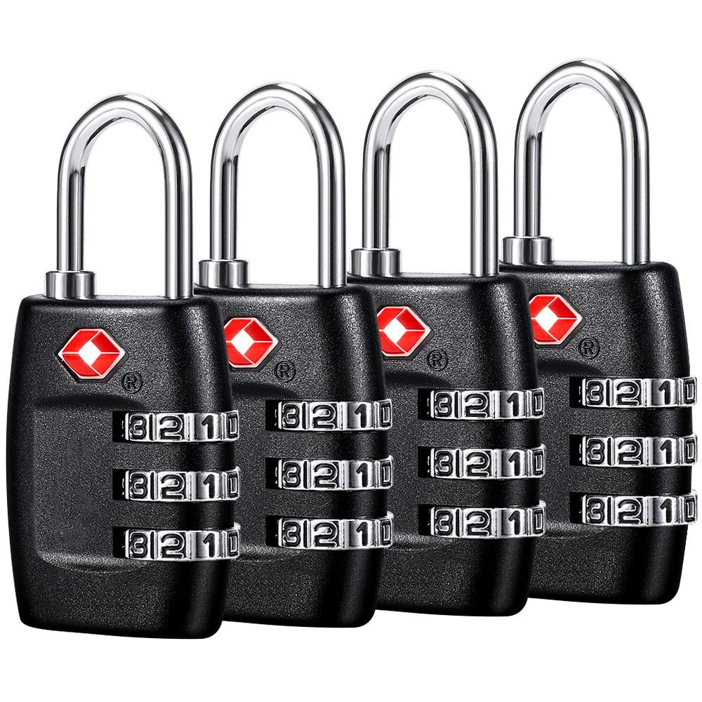 TSA Luggage Locks (4Pack) - 3 Digit Combination Padlocks - Approved Travel Lo...