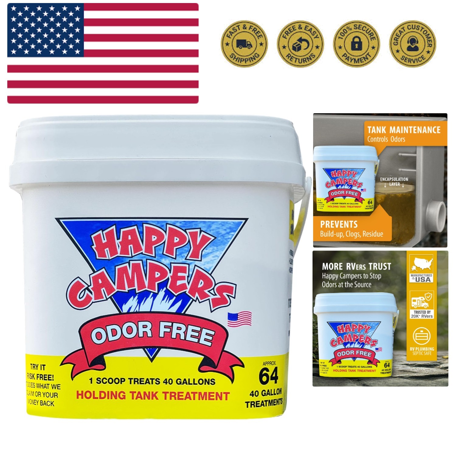 RV Toilet Treatment - Powerful Odor Control, Long-Lasting RV Tank Treatment -...