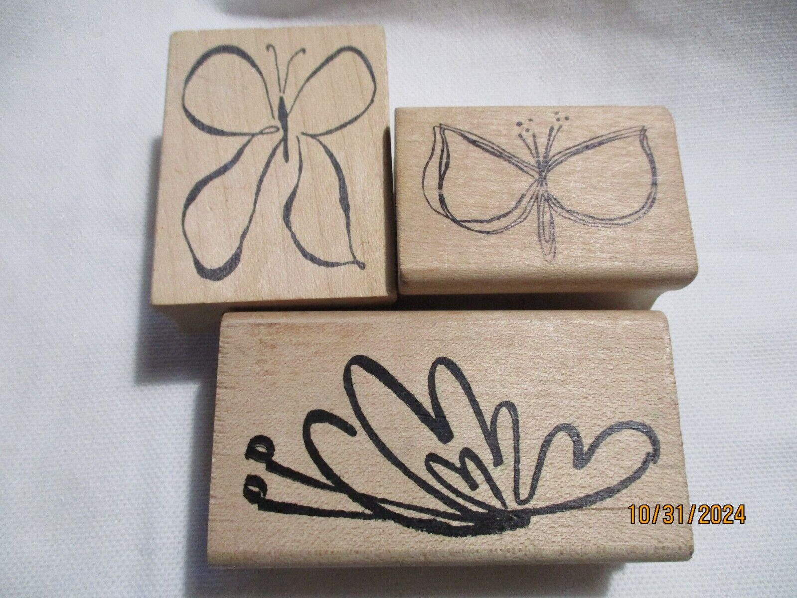 BUTTERFLIES BUTTERFLY SKETCHES RUBBER STAMP WOOD MTD - LOT 3