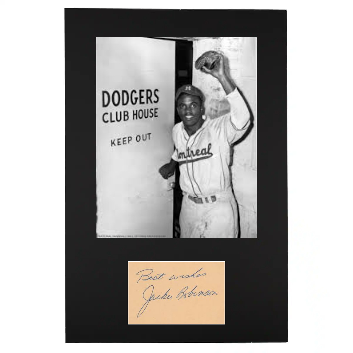 Jackie Robinson Dodgers 11 x 14 Facsimile Autographed Matted Display R2 Baseball