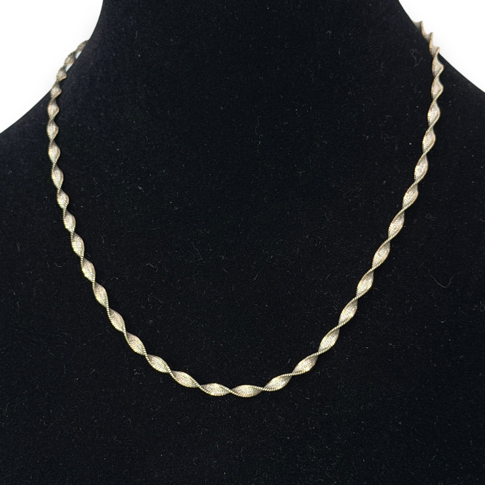 c.1980s Italy 925 Sterling Silver Corkscrew Twist Chain Necklace 17 Inch PT