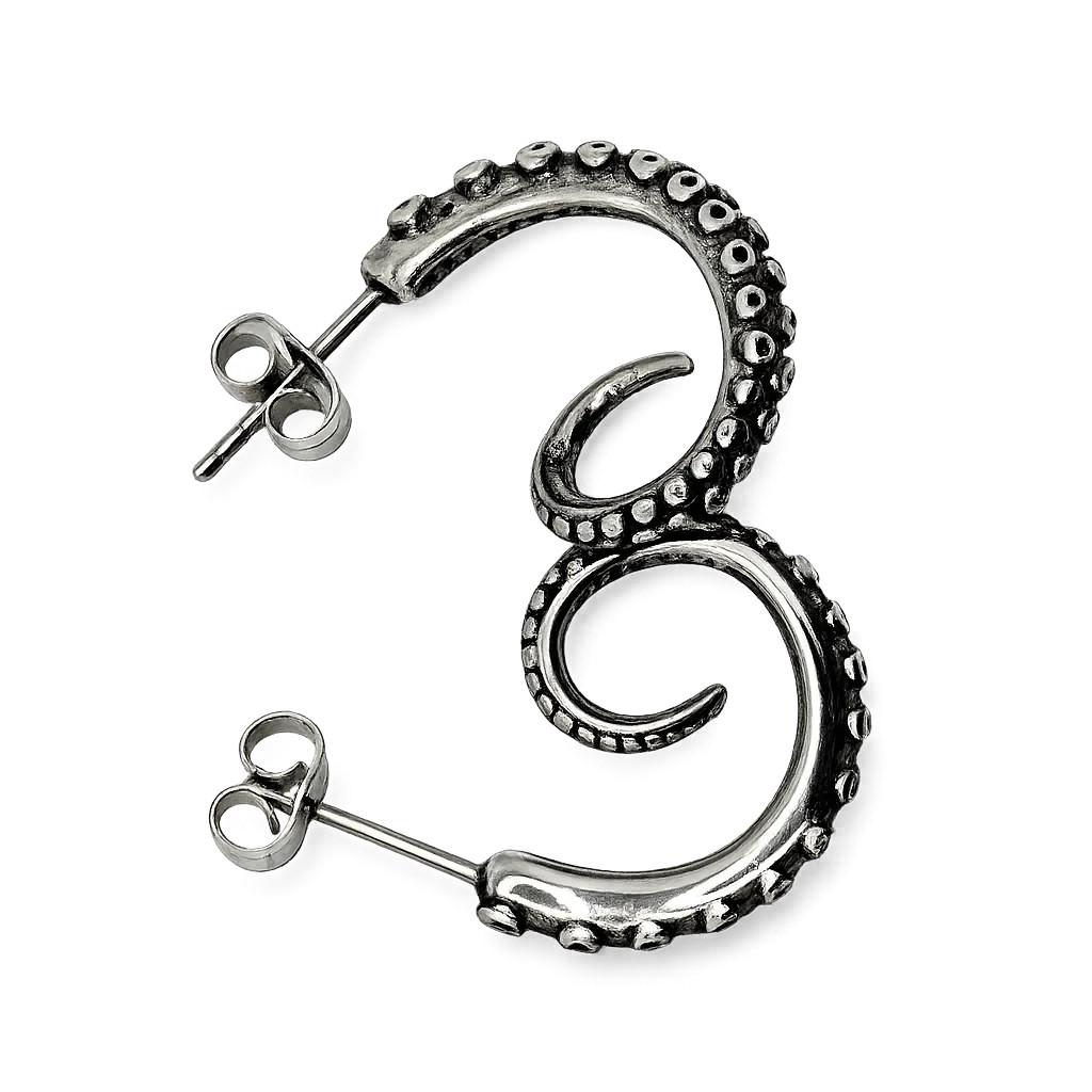 Gothic Earrings – Boho Punk Cuttlefish Design