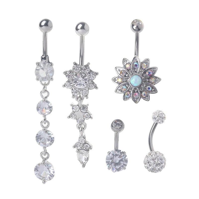 Jewelry Belly Button Ring 5 Pcs/Set for Titanium Dangle Navel Ring Curved Barbel
