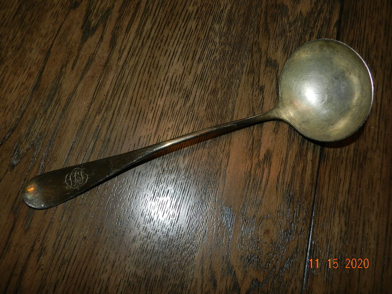 1847 Rogers Bros Gravy Ladle 11"-12" engraved LJD