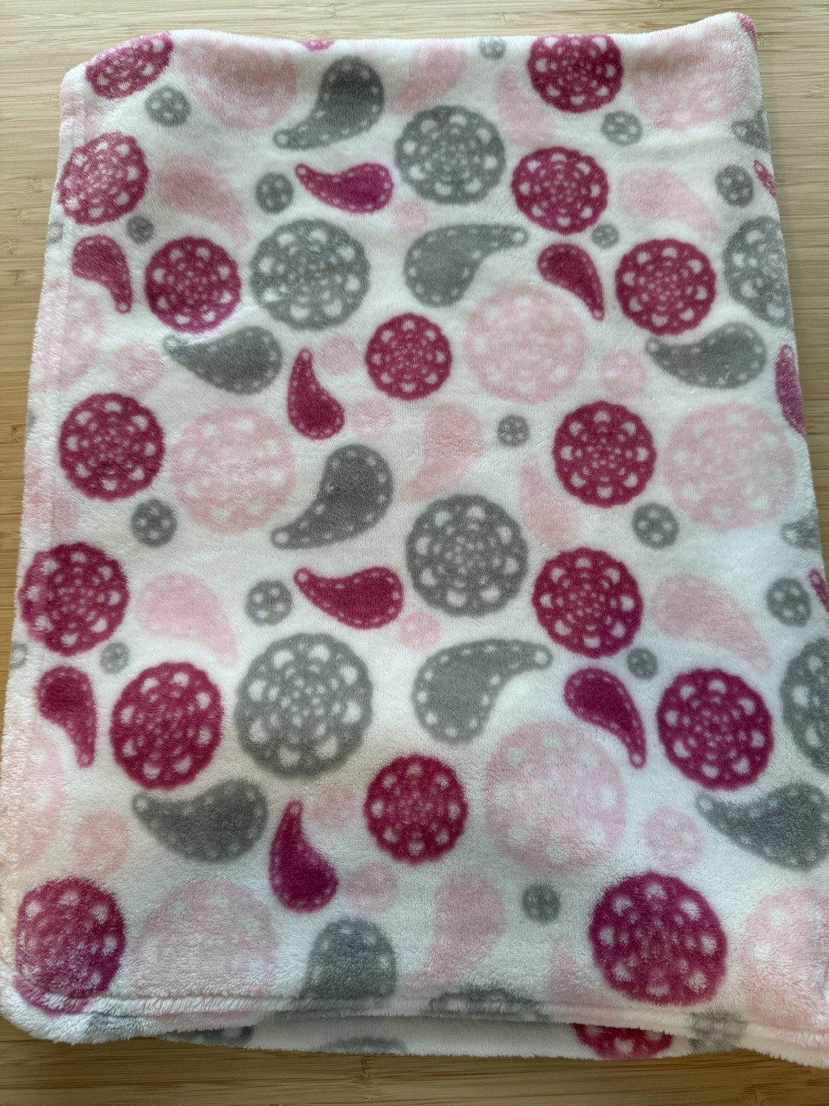 HB Pink White Paisley Circles Baby Blanket Security Lovey 30" x 36" Hudson