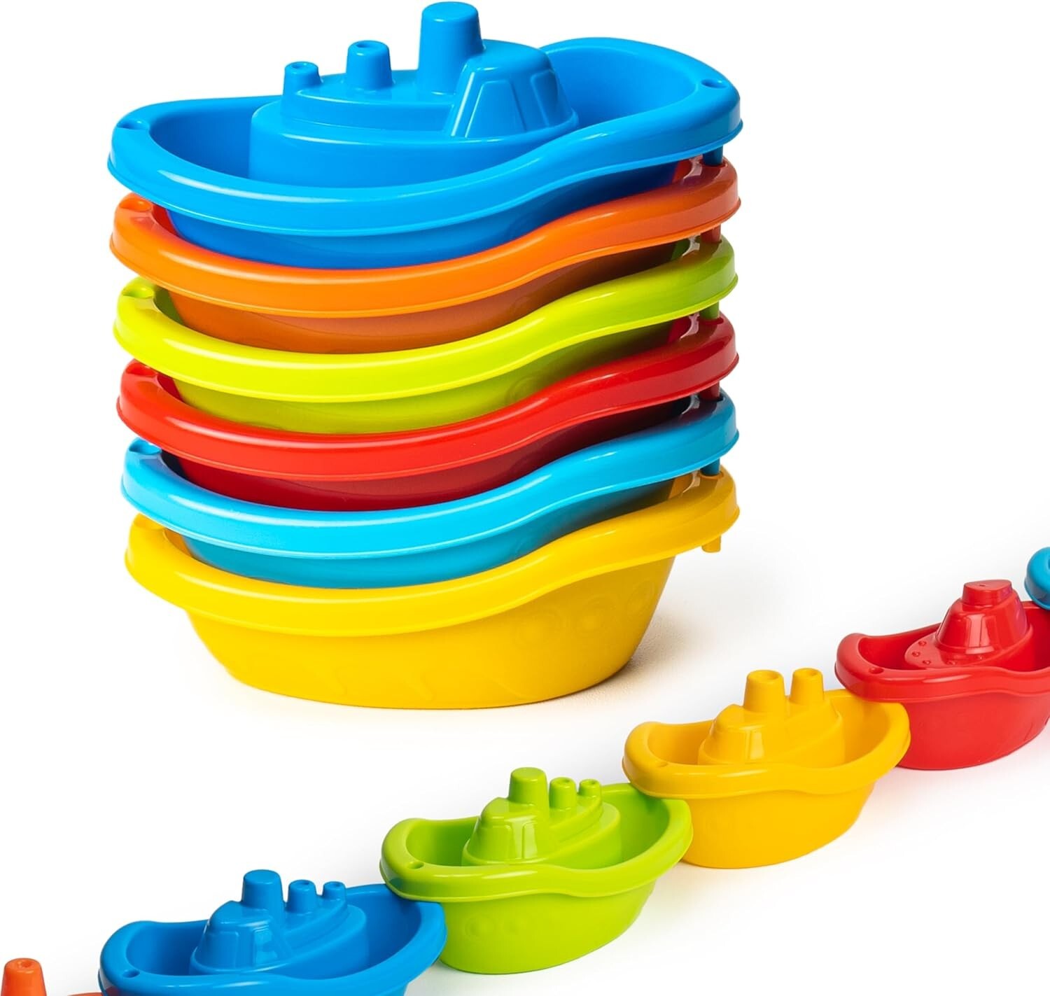 Bath/Beach Boats (6) Multi Colored Baby Toddler Educational Stacking Waterplay