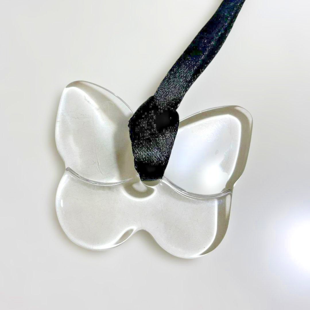 Baccarat Crystal Butterfly Necklace Choker Crystal Clear Collar France No Box