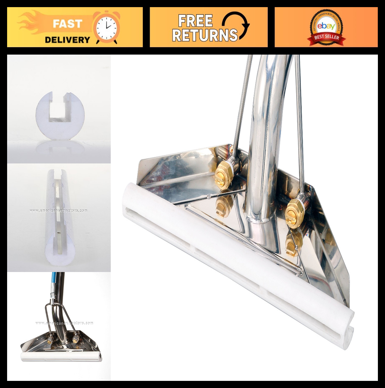 12" Carpet Cleaning Wand with Teflon Glide - USA-Made Carpet Cleaning Tool Parts