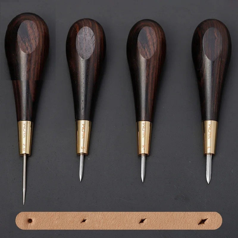Leather Stitching Awl Diamond Shape Ebony Blackwood Brass Craft Tool Hand Sewing