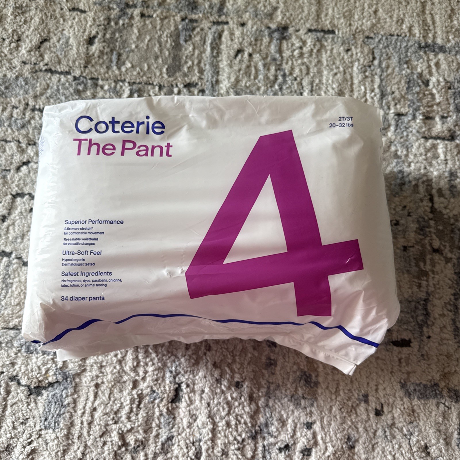 34 Disposable Diaper Pants Size 4 Coterie The Pant (20-32 lbs) New In Packaging