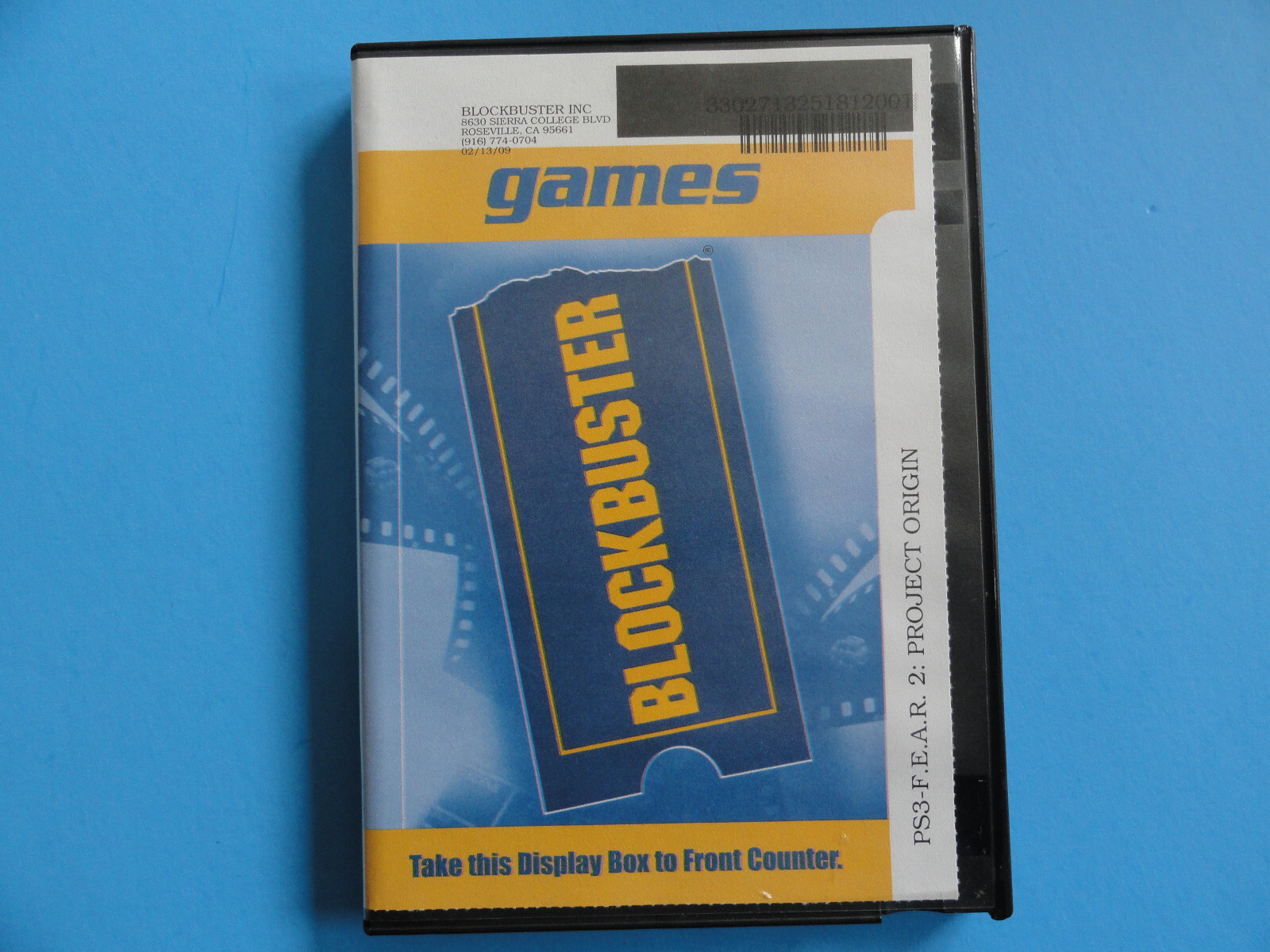 PS3 FEAR 2 PROJECT ORIGIN ( F.E.A.R. ) BLOCKBUSTER VIDEO GAME RENTAL CASE