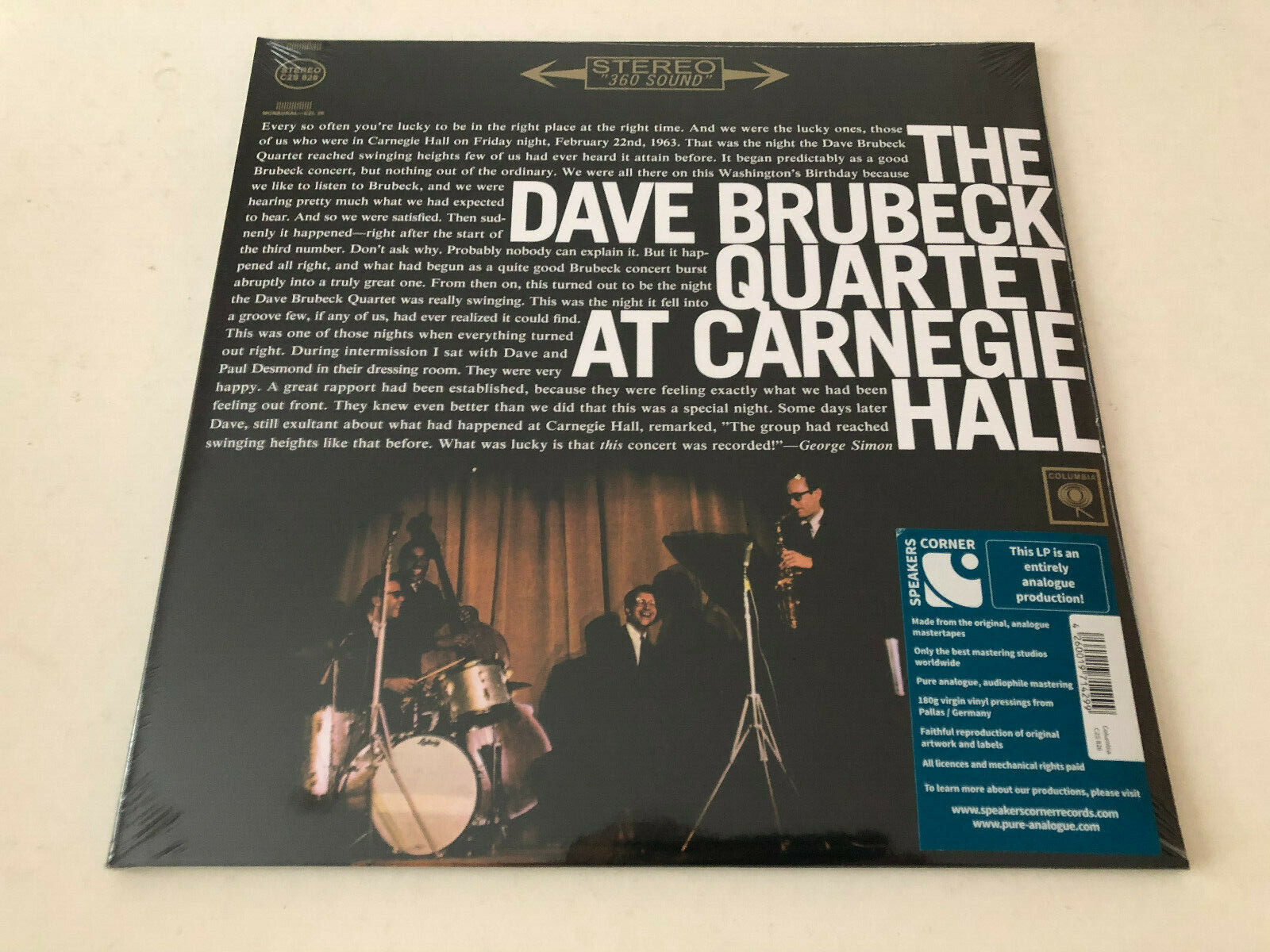 Dave Brubeck Quartet: At Carnegie Hall 2 LP, 180 Gramme Vinyle, Pallas- Pression