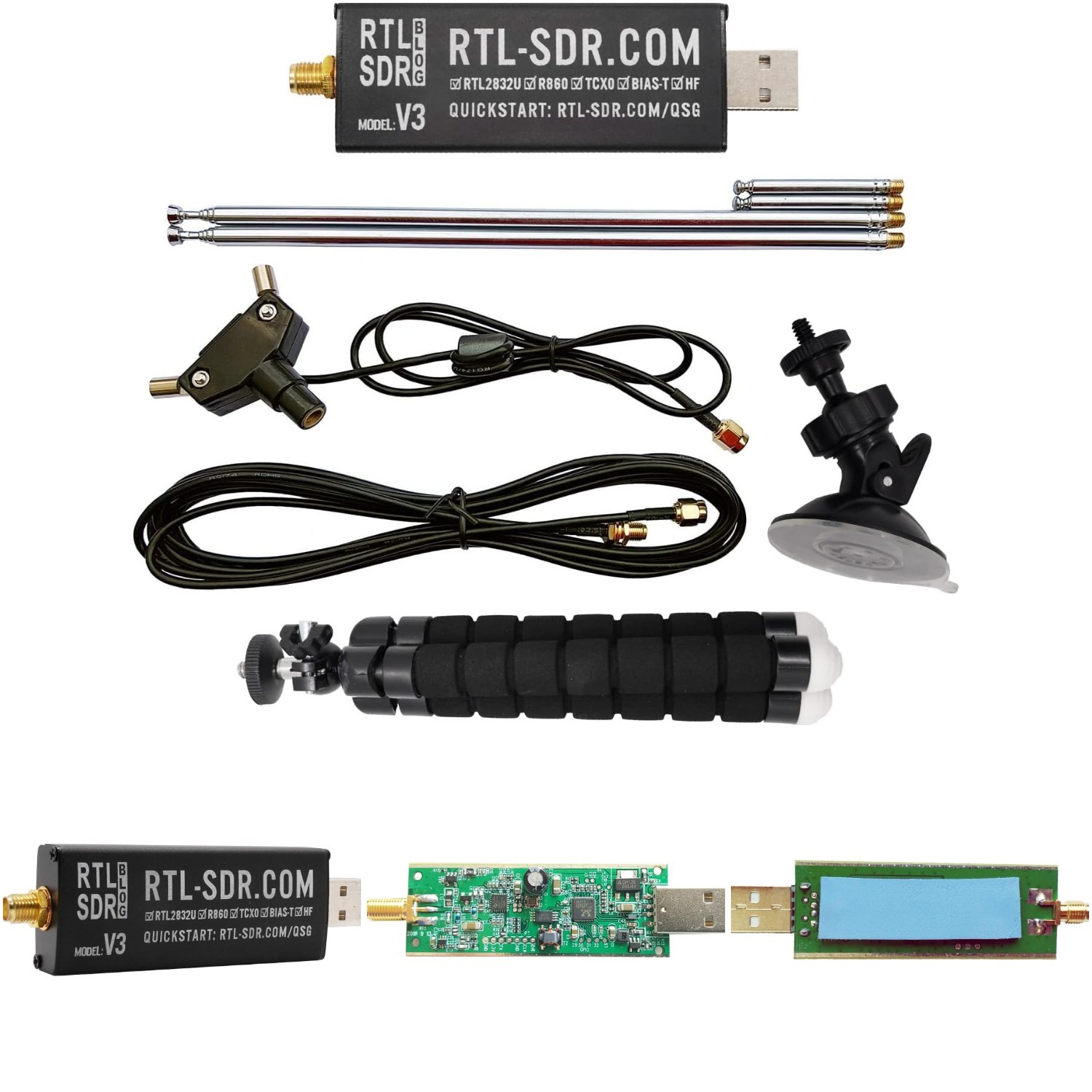Hf Bias Tee Sma Antenna Kit R860 V3 Software Defined Radio 1ppm Tcxo Dipole