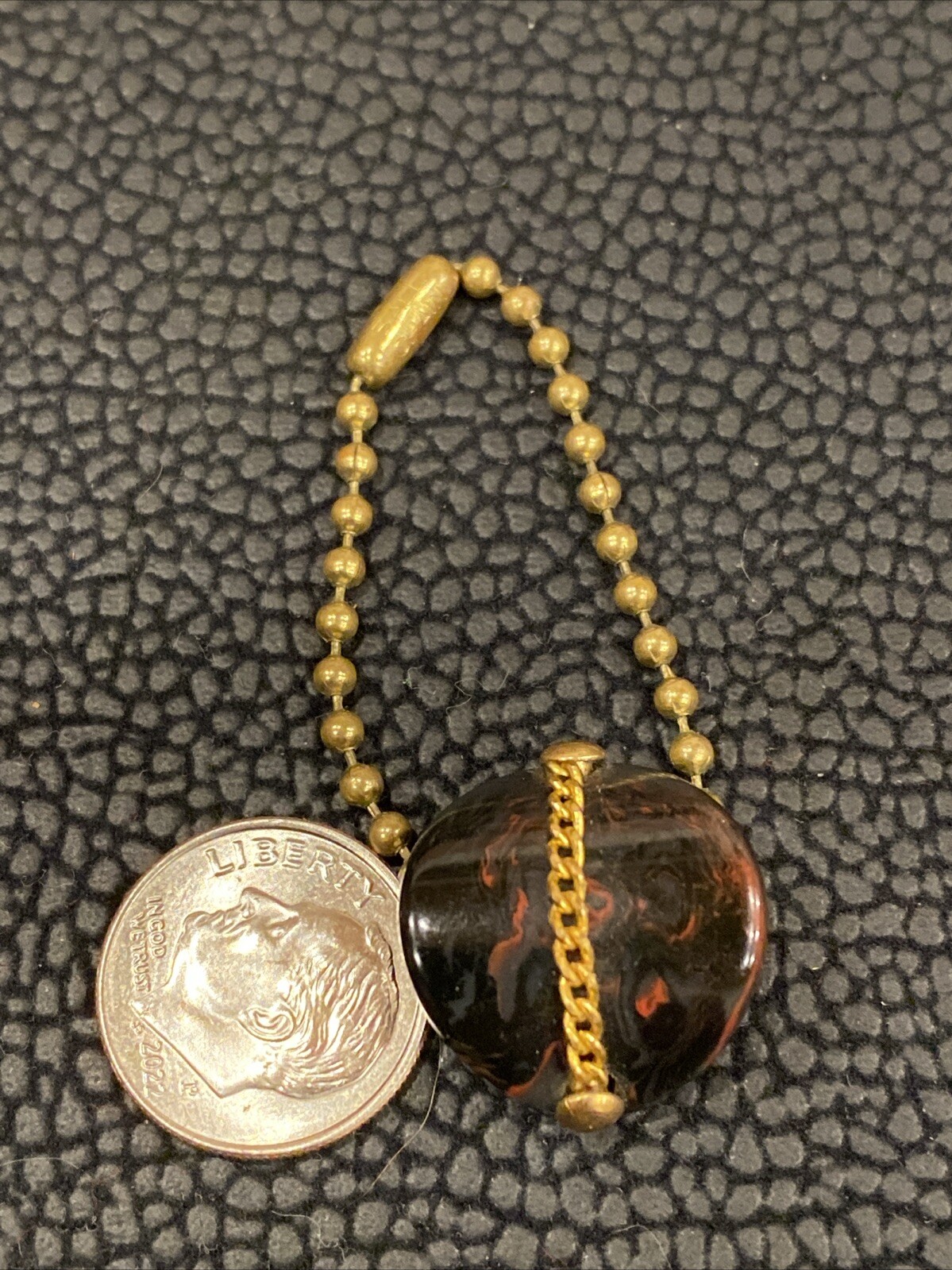 Vintage Bakelite Catalan STYLE Marbled Swirl Fakelite Resin Ball Bead Keychain