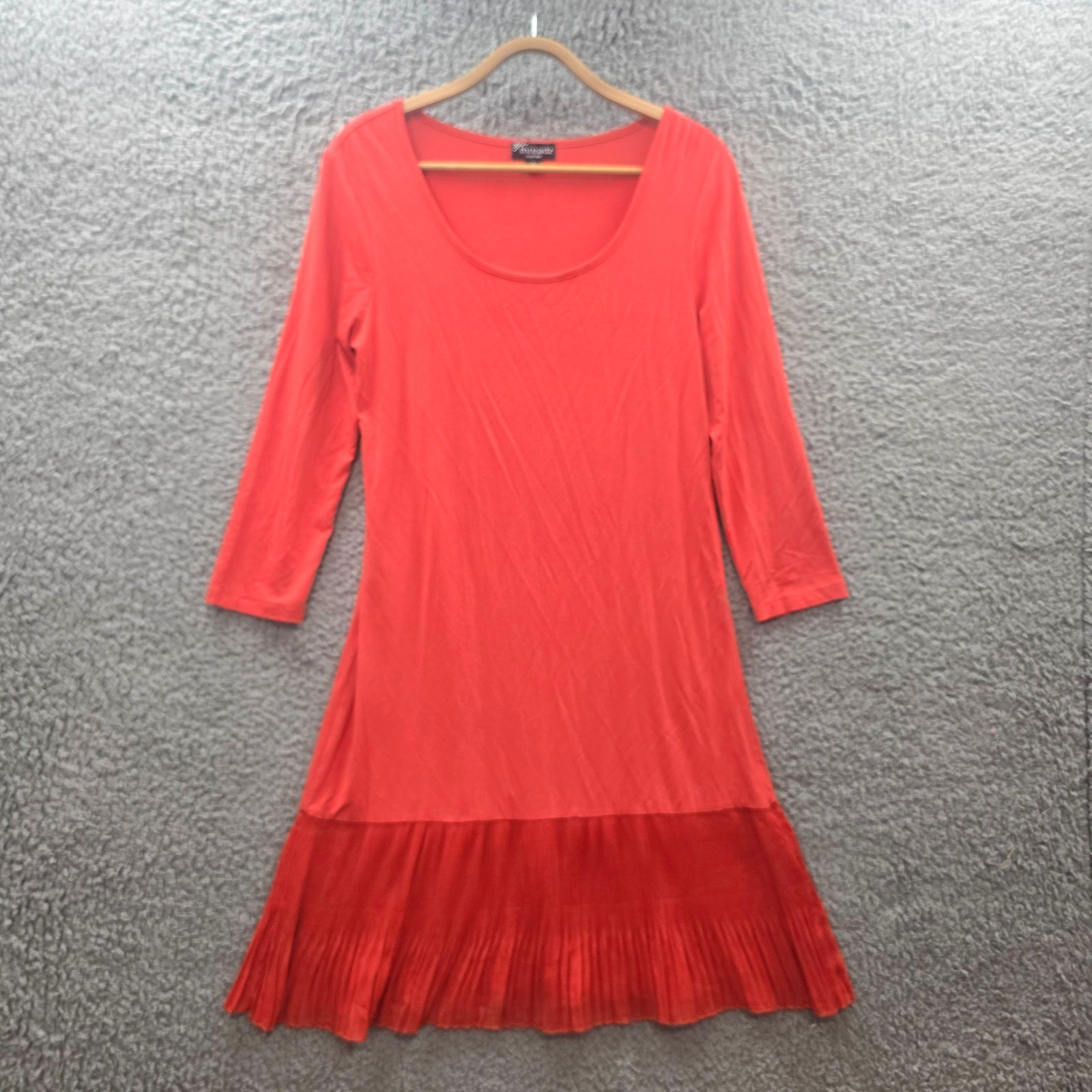 Threadz Womens A-line Dress Size S Oranger Stretch knit 3/4 Sleeve Scoop Neck