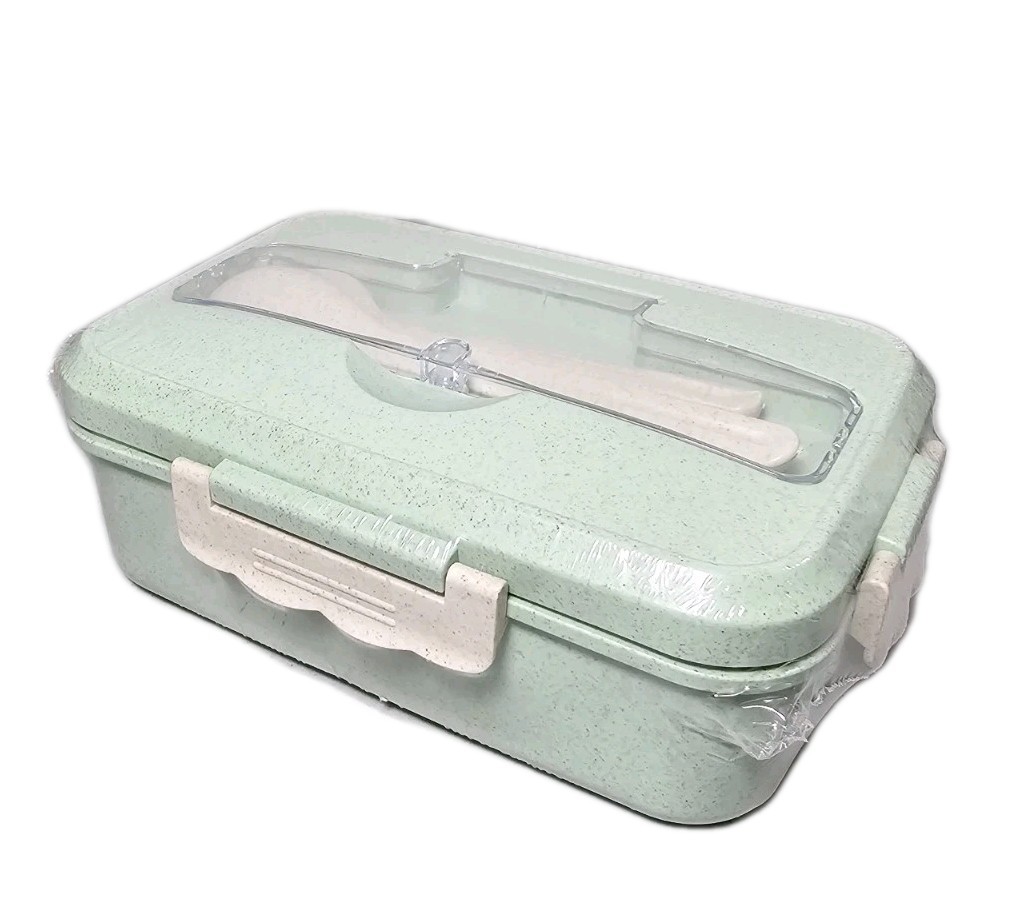 NEW MICROWAVABLE LUNCH BOX w/UTENSILS Wheat Fiber Nordic Green