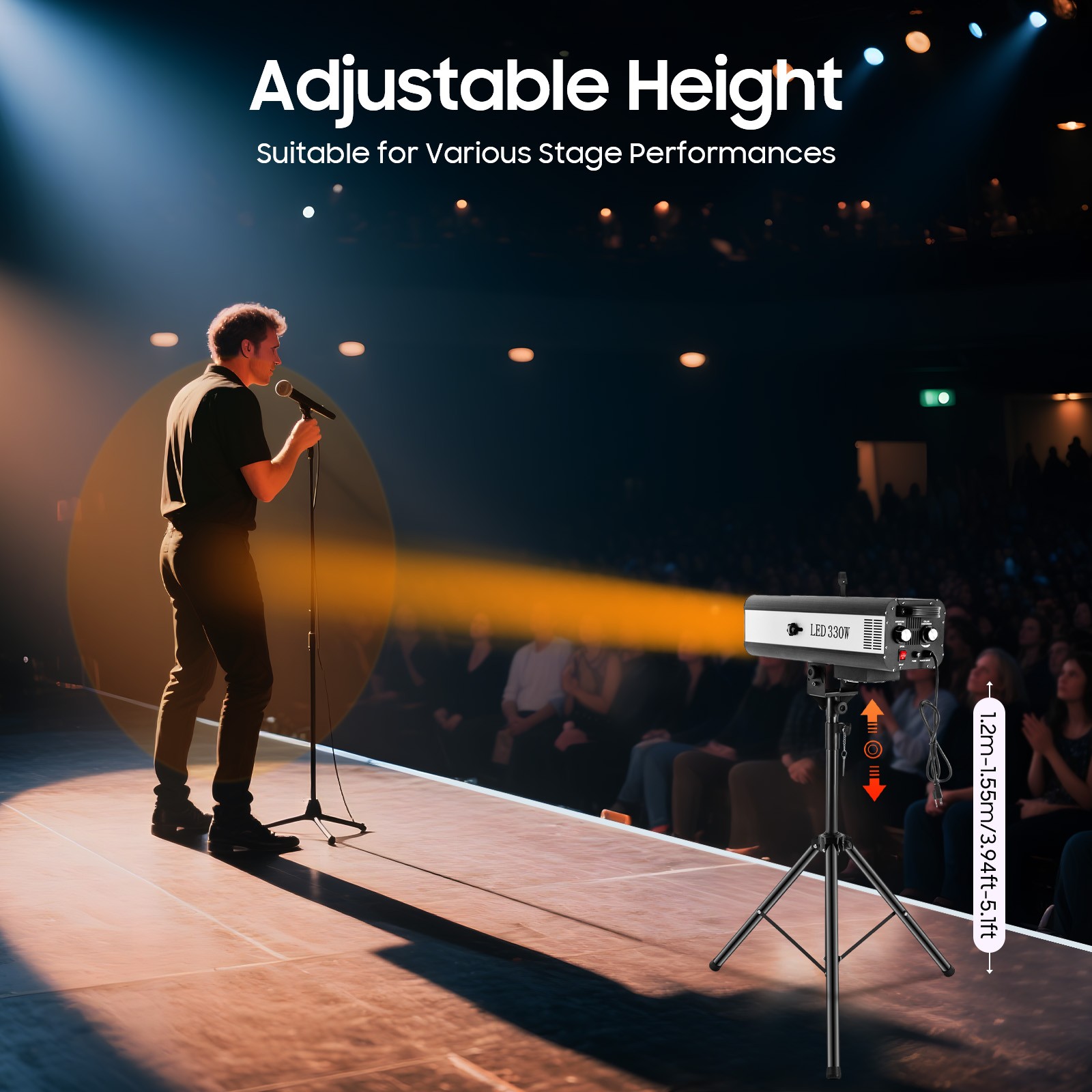 330W RGBW LED Stage Spotlight Follow Spot Light DJ Disco Light Beam w/Tripod