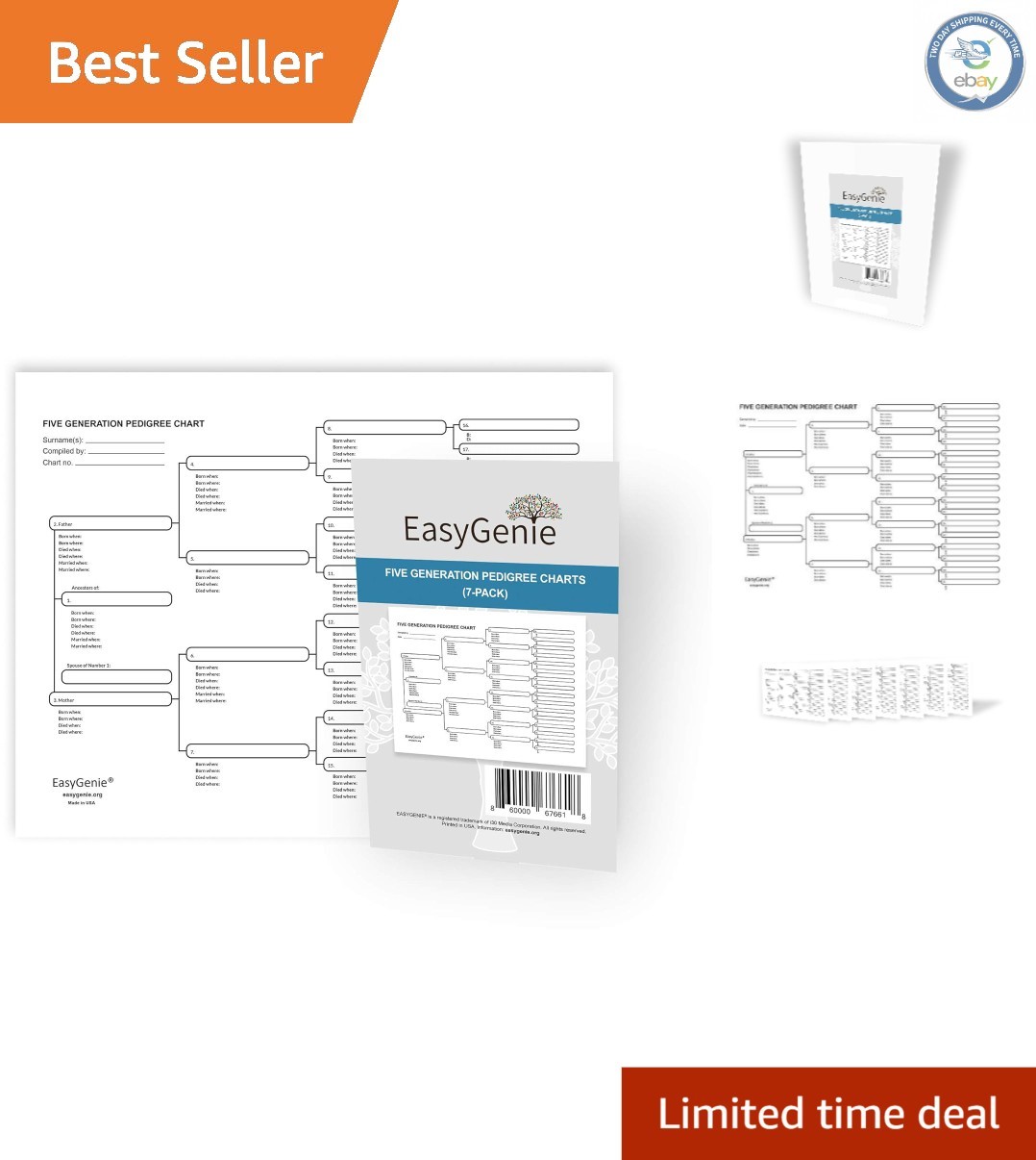 Archival-Quality Five Generation Genealogy Charts: 7-Pack for Timeless Heritage