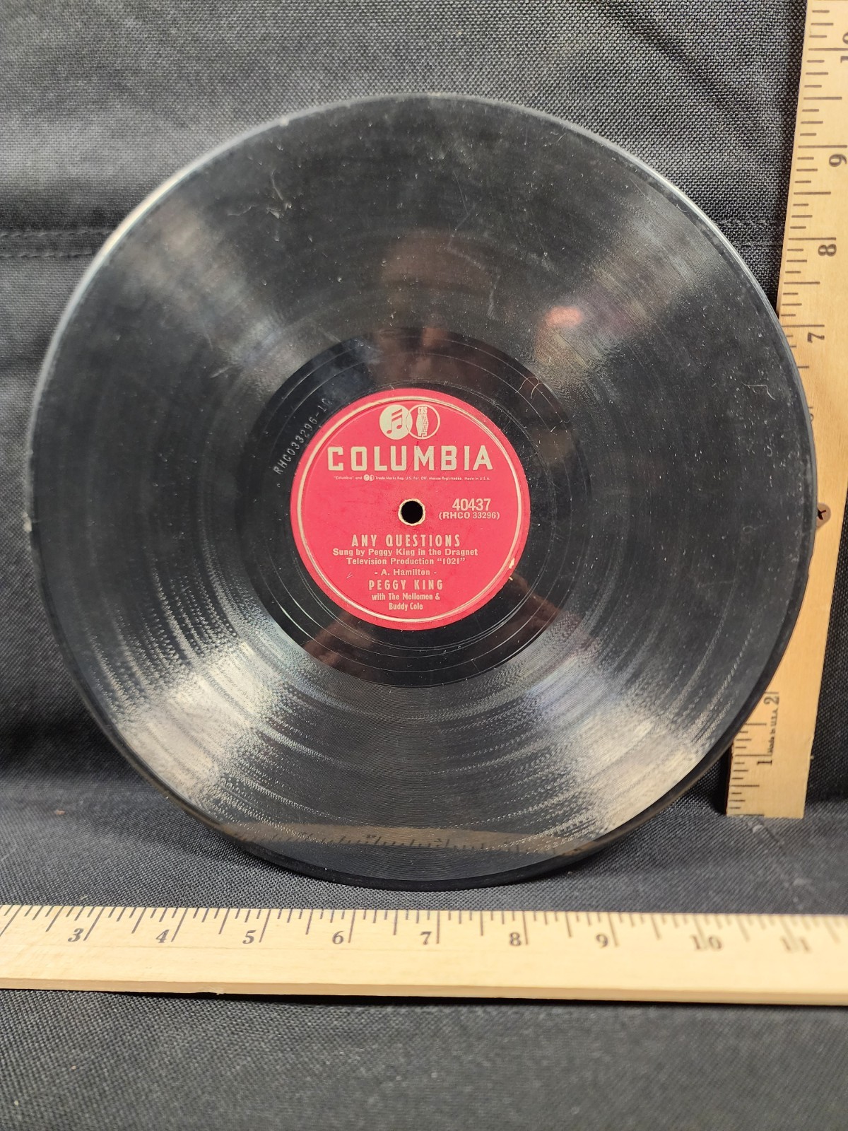 Antique 78 Record Shellac Columbia Peggy King & The Melloman Buddy Cole