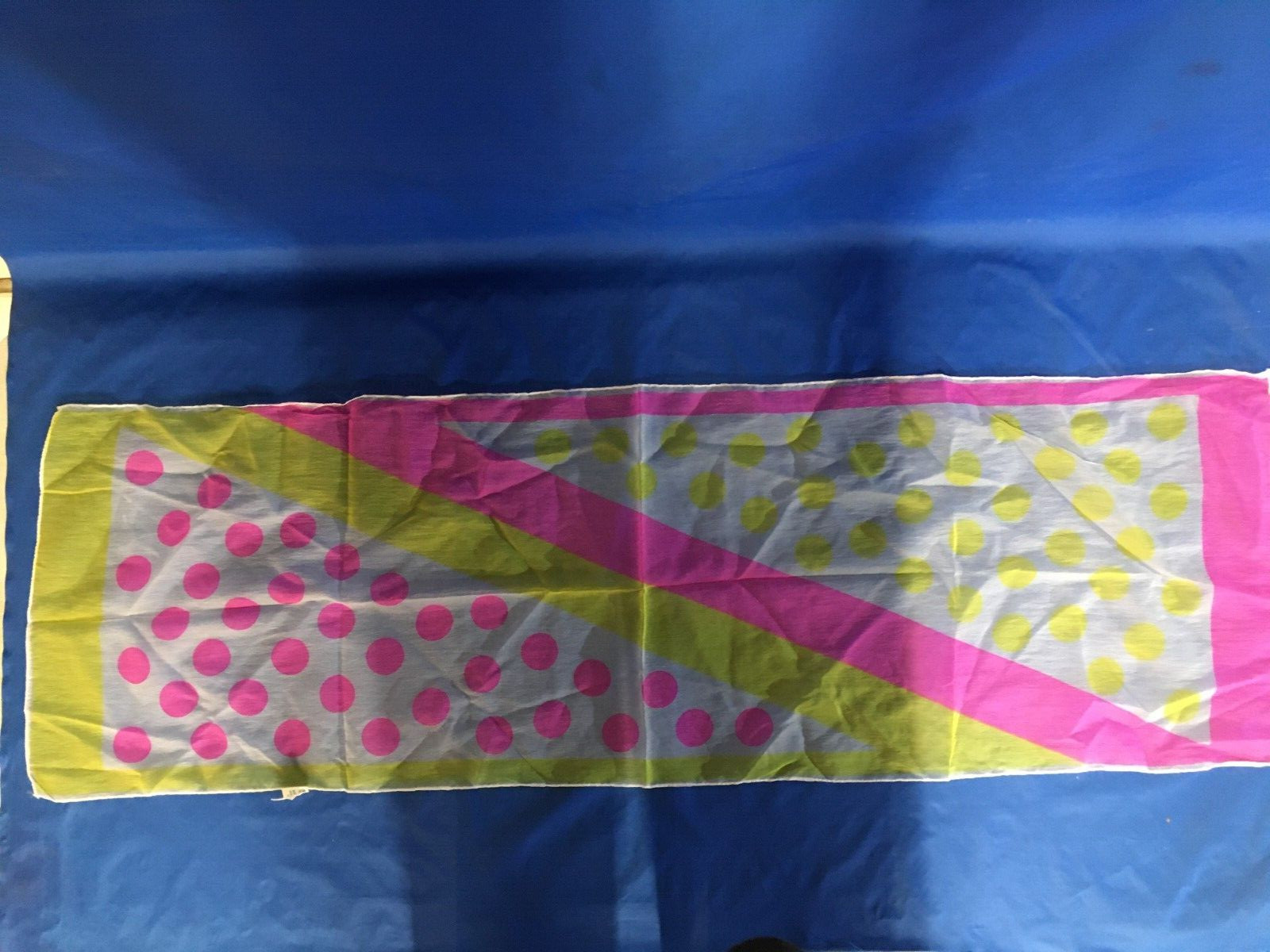 Vintage Scarf Pink & Yellow 100% Nylon 43 x 14 Vintage w/Label