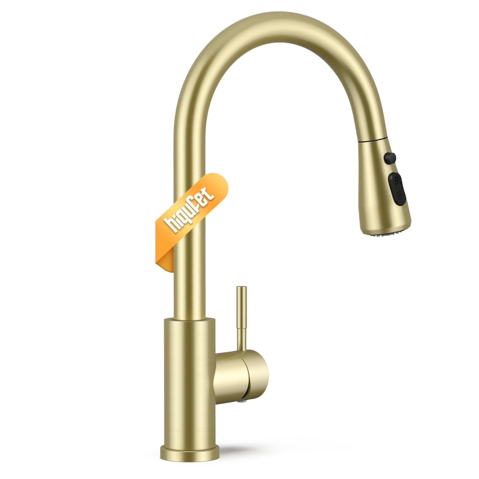 Brushed Gold Kitchen Faucet with Pull Down Sprayer, High Arc Faucet, Stainles...