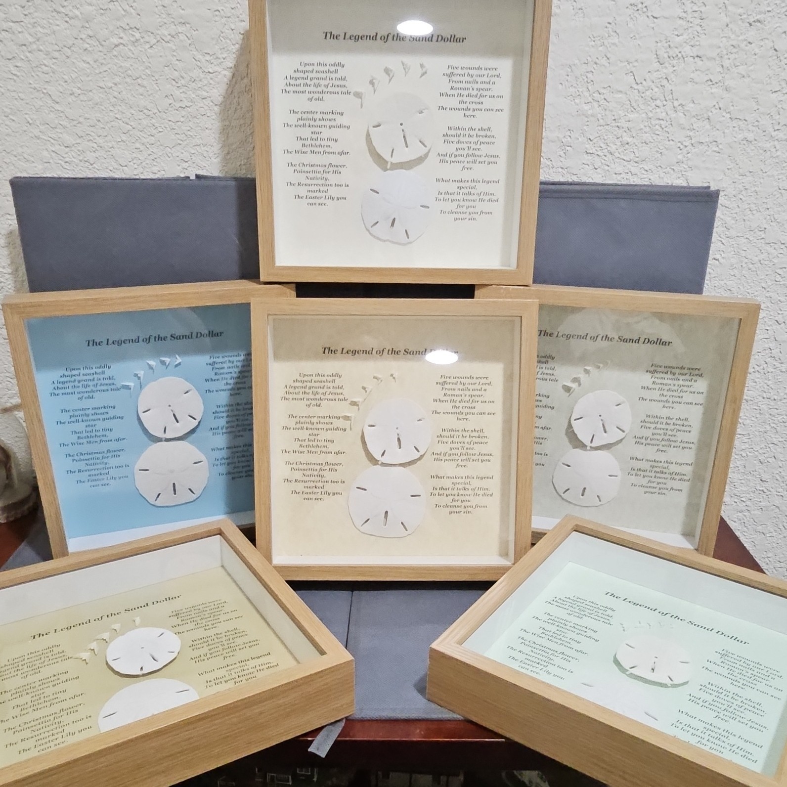 Shadow Box Frame with Legend of the Sand Dollar Poem and Shells Display