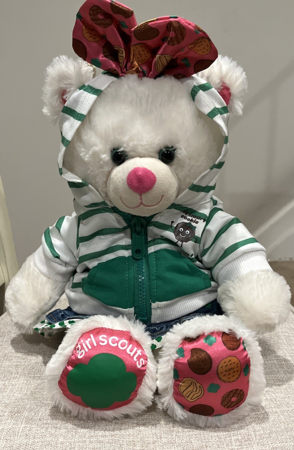 Build A Bear Girl Scout Cookies Plush Bear With Girl Scout Outfit & Bow