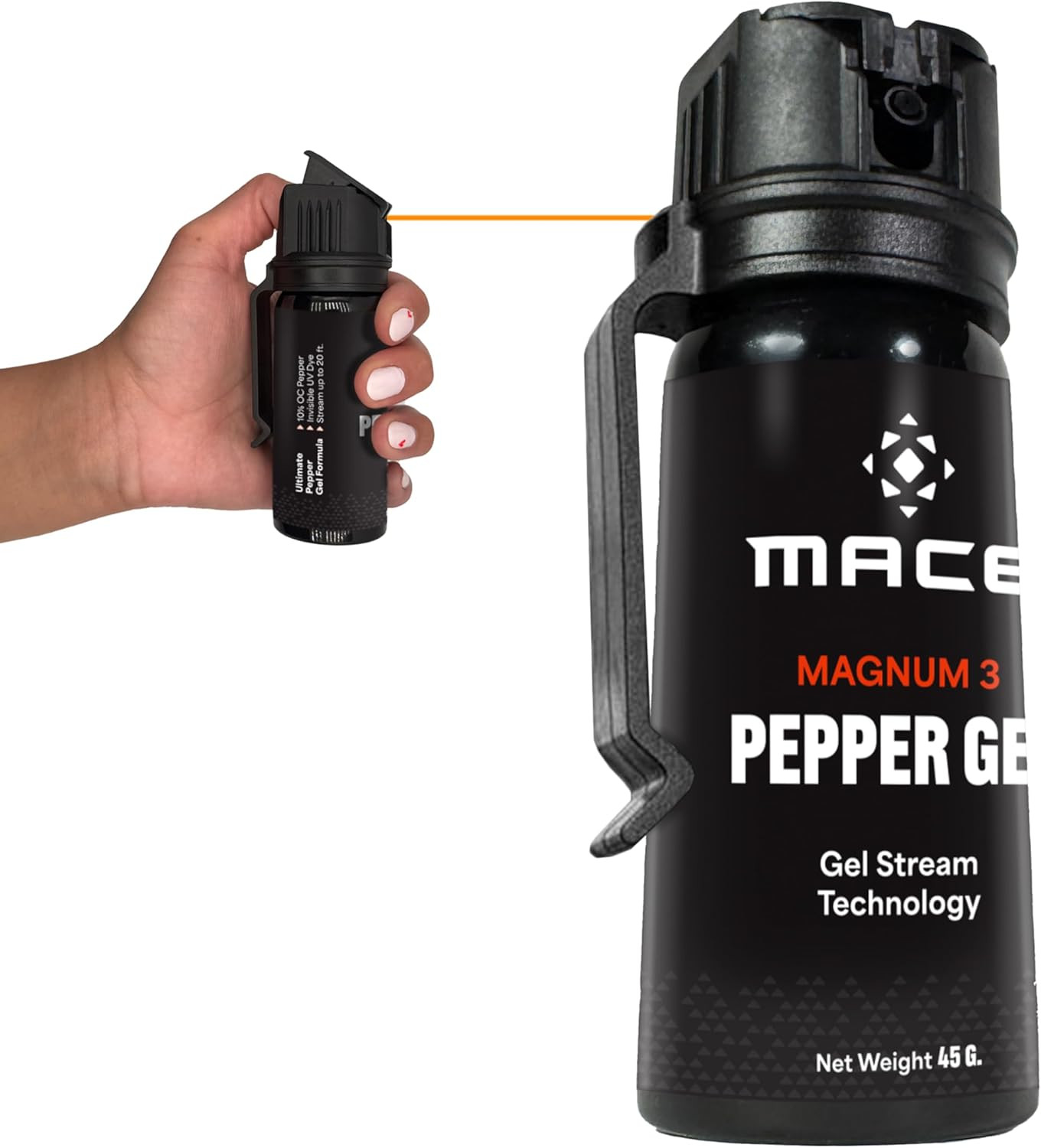 Mace Pepper Gel - Maximum Police Strength OC with UV Dye, No Wind Blowback, Long