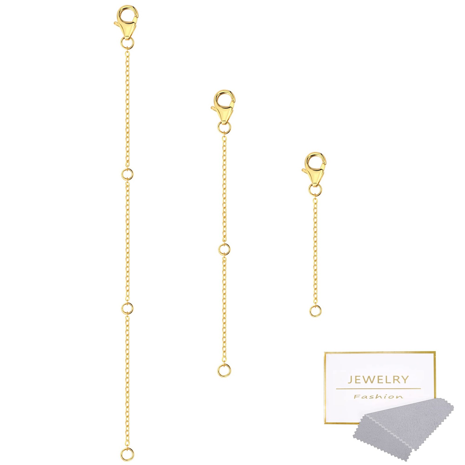 Gold Necklace Extenders,14K Chain Extenders with 2,4,6inch, A-Gold 