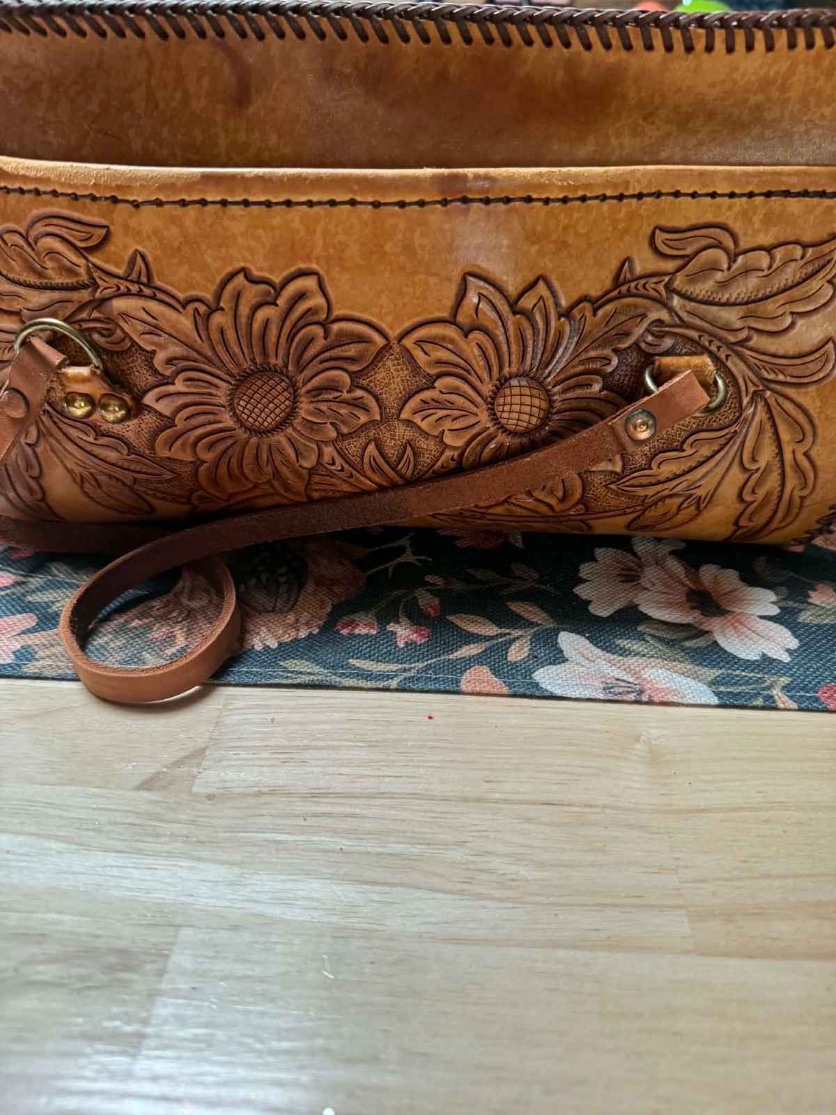 vintage hand-tooled leather purse