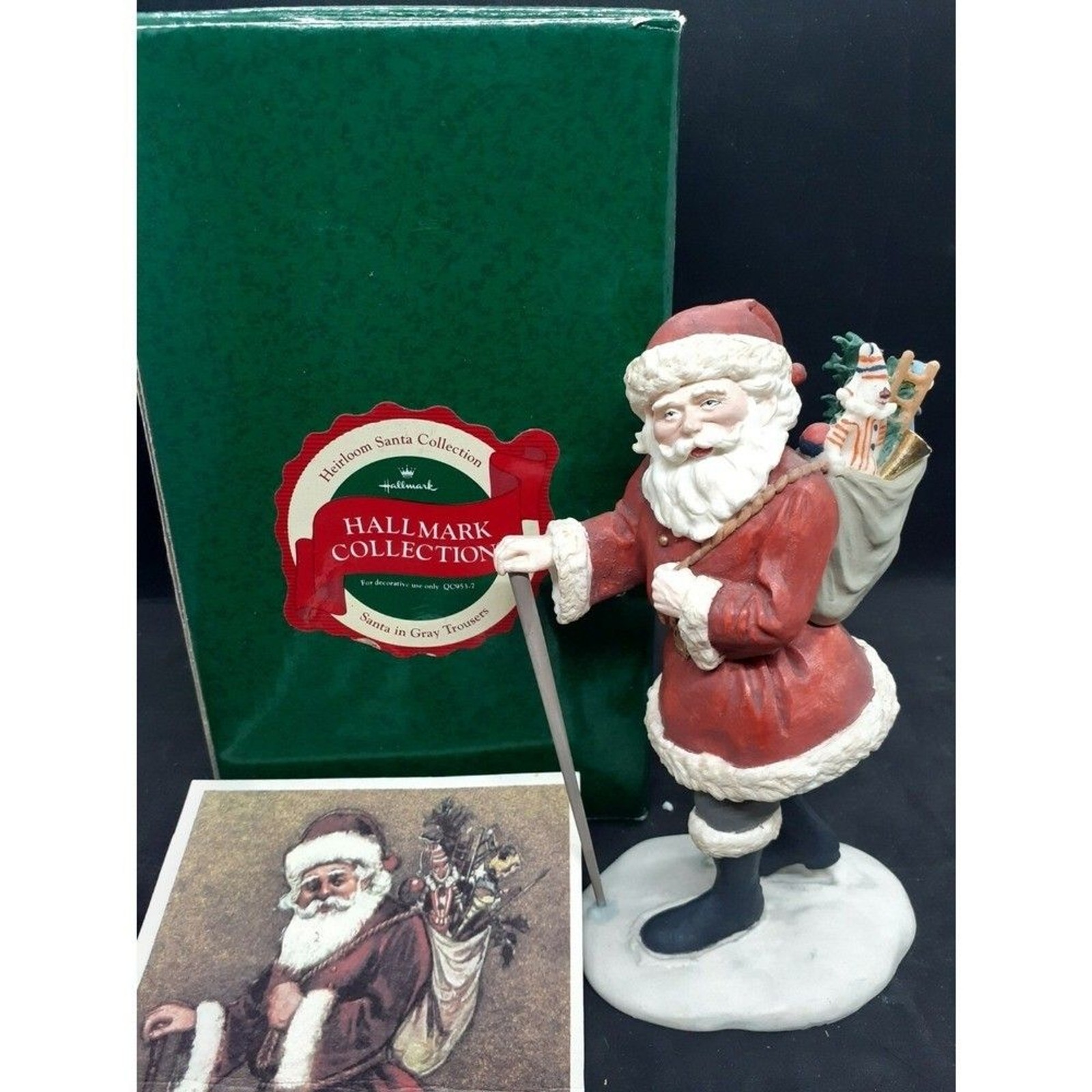 Hallmark Vintage HEIRLOOM SANTA A MERRIE CHRISTMAS with STAFF Original Box 1991