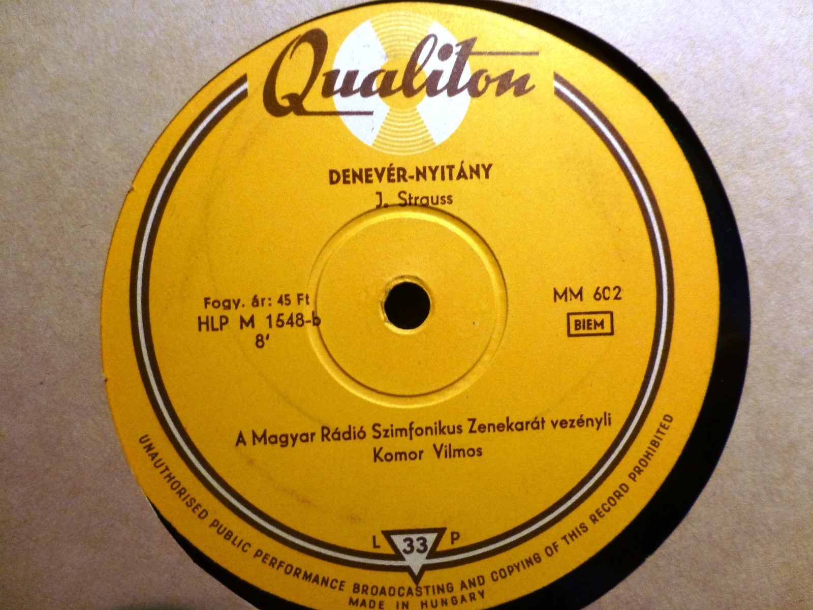 Vilmos Komor RADIO BUDAPEST Fledermaus Overture Faust Ballet QUALITON MM 602