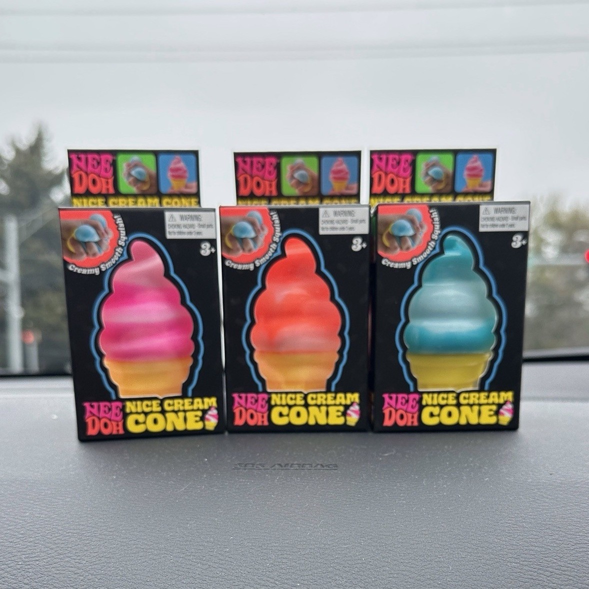 Nee Doh Nice Cream Cone Tactile Squeeze Toy Pink Orange Blue 3+ Years