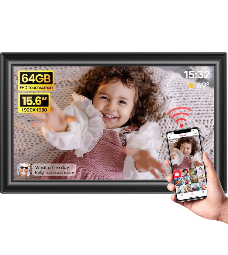 15.6-Inch Digital Smart Picture Frame with WiFi, HD Touch Screen, 64GB Storage