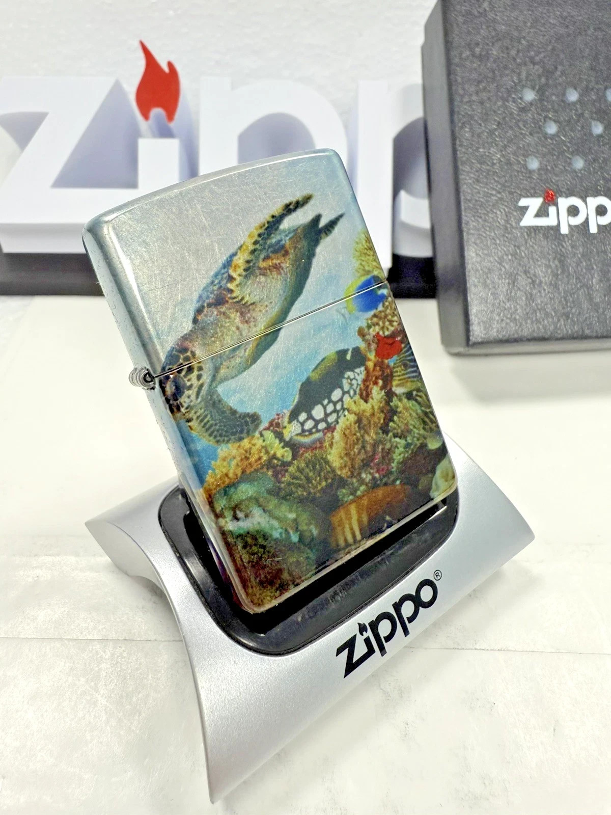 GENUINE Zippo FUSION Lighter DEEP SEA TURTLE SCENE 540 Colour Allover NEW IN BOX