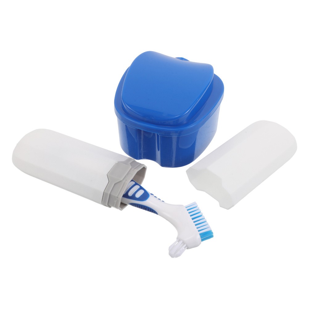  1 Set Denture Cleaning Case: Denture Retainer Cleaning Box for Home Trip Office