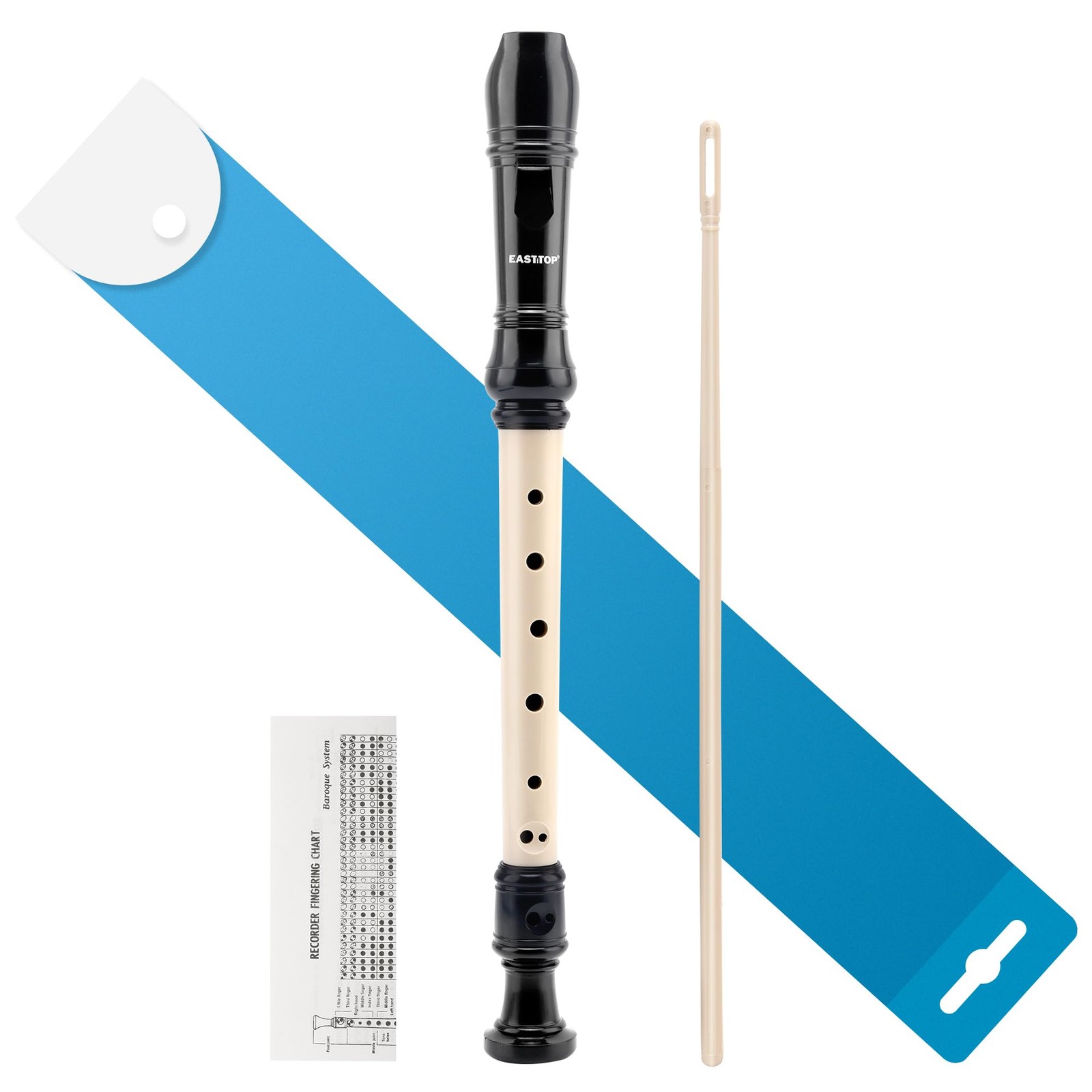 EAST TOP Soprano Recorder for Beginners, 8 Hole Plastic German R08-BKWH 