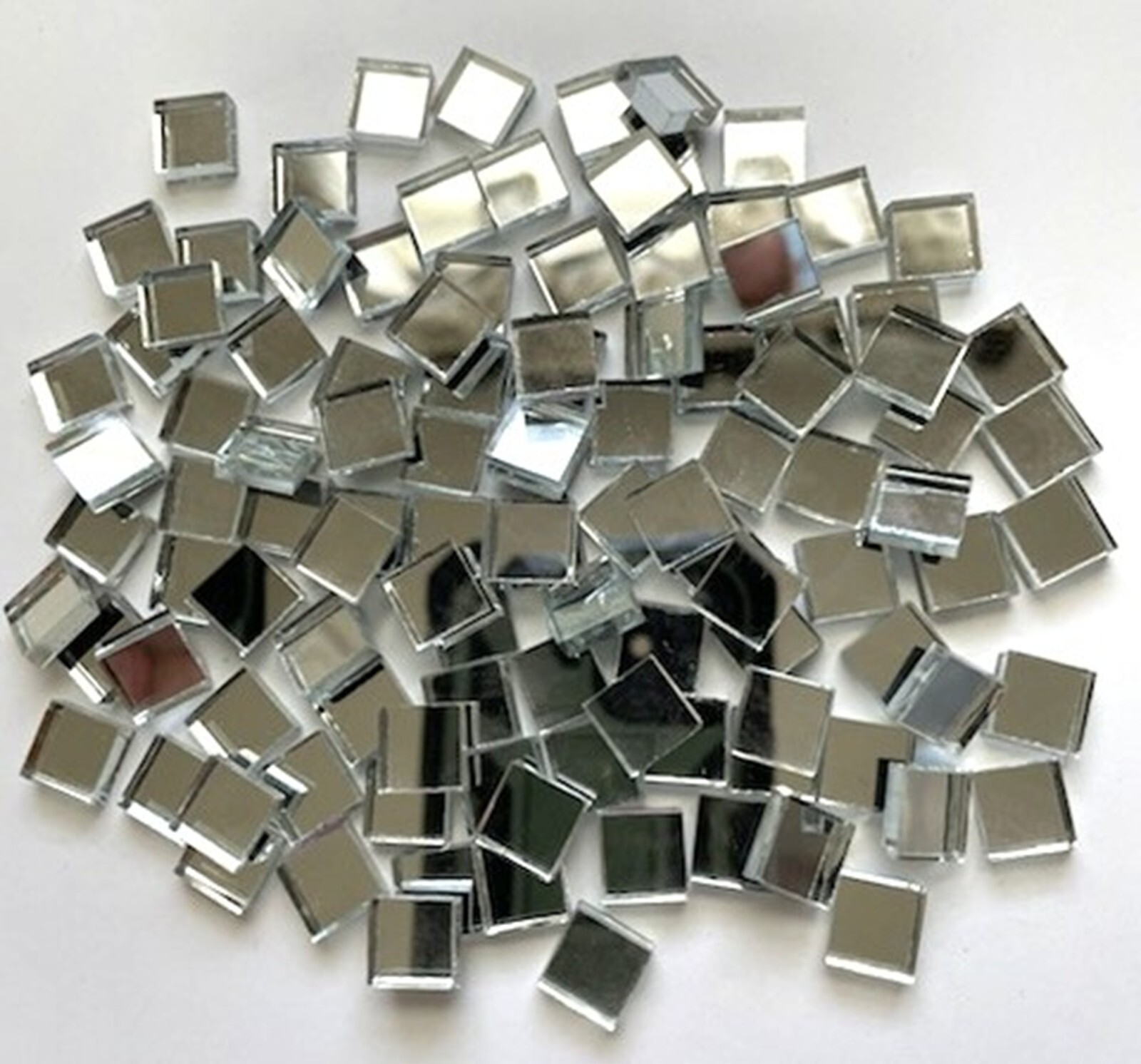 SILVER MIRROR Glass Mosaic Tile Pieces - 50 tiles - 3/8 inch - 10 mm