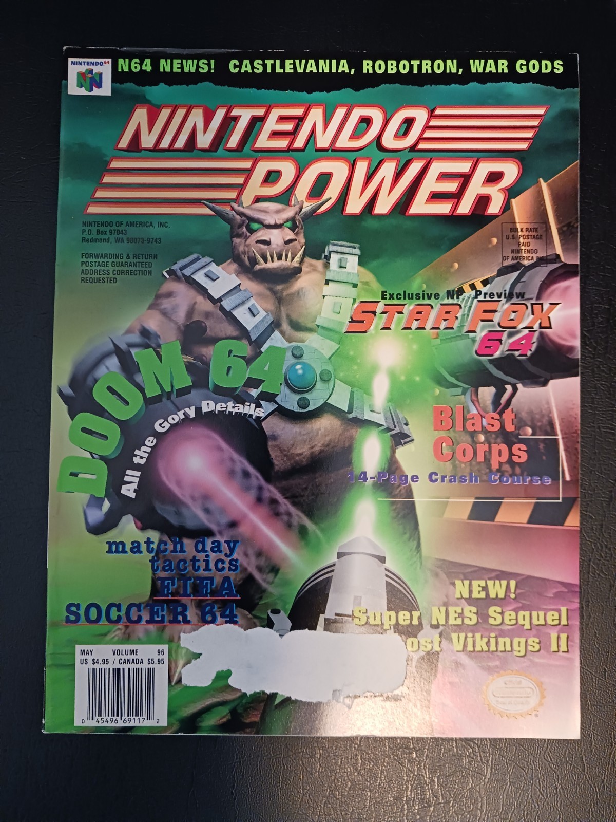 Nintendo Power Magazine Vol 96 May 1997 Doom 64 w/ Lost Vikings 2 Poster 