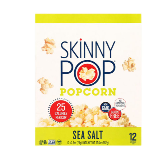 SkinnyPop Gluten-Free Sea Salt Microwave Popcorn Snack Multipack, 2.8 oz (12 cou